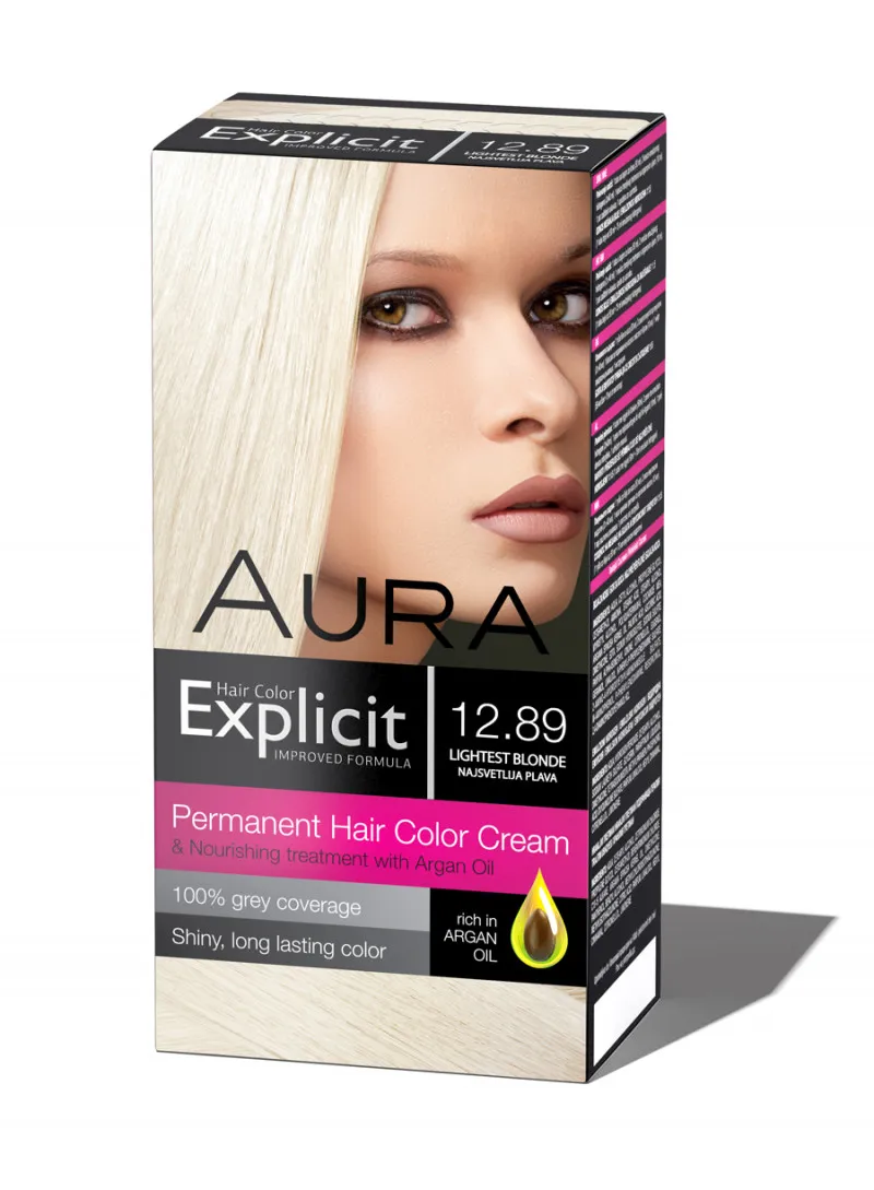 Set za trajno bojenje kose EXPLICIT 12.89 Lightest blonde / Najsvetlije plava 